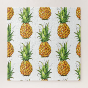 Puzzle Patrón de piña de verano, diseño sin fisuras.