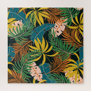Puzzle Patrón de plantas brillantes tropicales de verano