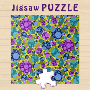 Puzzle Patrón de puntos de polka en Verde azulado azul ro