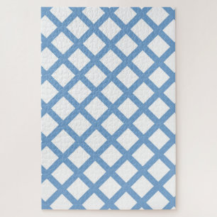 Puzzle Patrón de raya de diamante arlequín blanco azul