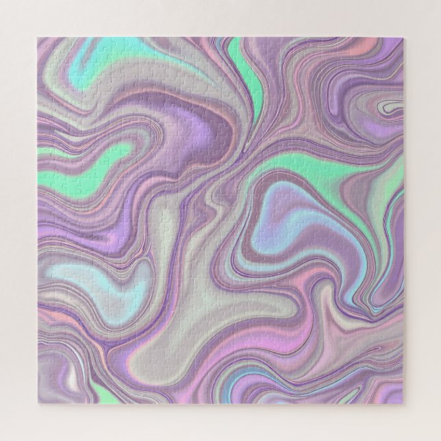 Puzzle Patrón de remolino de mármol morado pastel (Vertical)