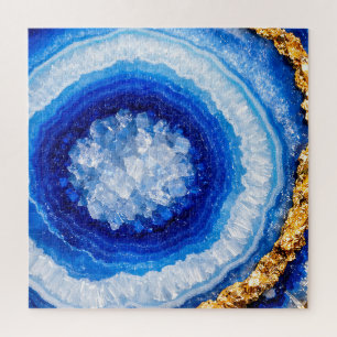 Puzzle Patrón de resina de geoda de oro azul