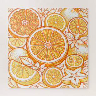 Puzzle Patrón de rodaja de naranja cítrica vibrante