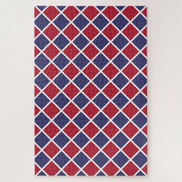 Puzzle Patrón de rombos y cuadros de arlequín rojo azul y