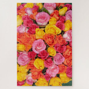 Puzzle Patrón de rosas coloridas y brillantes fondo flora