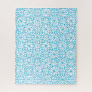 Puzzle Patrón de simetría geométrica azul blanco luz bril