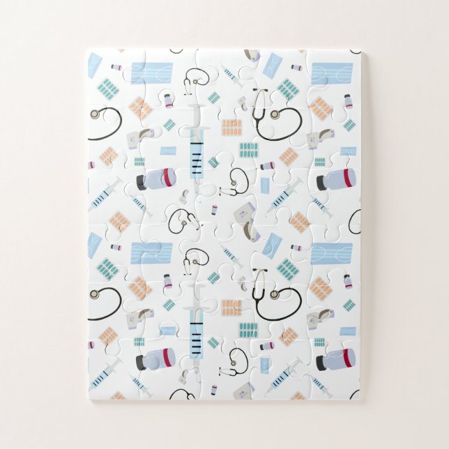 Puzzle Patrón de suministros médicos del médico (Vertical)