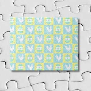 Puzzle Patrón de tablero de ajedrez de Pascua fresco con