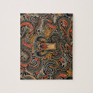 Puzzle Patrón de tatuaje de cobra japonesa Irezumi