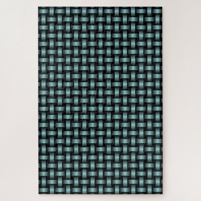 Puzzle Patrón de Tejido Azul Negro (Vertical)