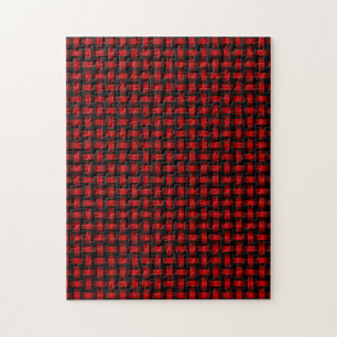 Puzzle Patrón de Tejido Rojo Negro