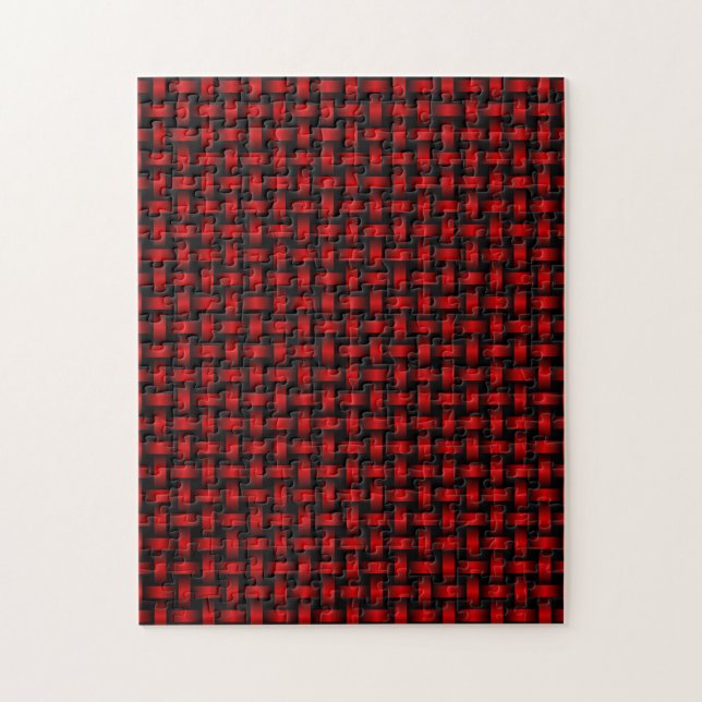 Puzzle Patrón de Tejido Rojo Negro (Vertical)