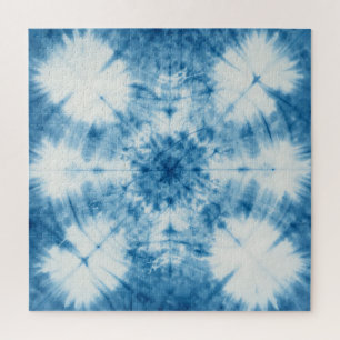 Puzzle Patrón de teñido Shibori azul índigo