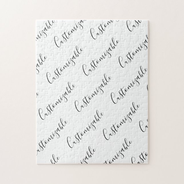 Puzzle Patrón de texto Scrip moderno editable | Blanco y  (Vertical)