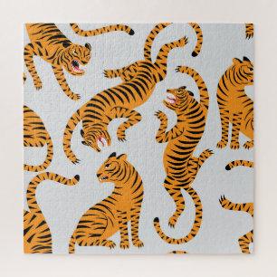 Puzzle Patrón de tigres sin foco, tema de vida salvaje.