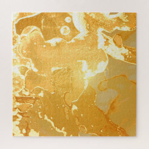 Puzzle Patrón de tinta de mármol amarillo dorado