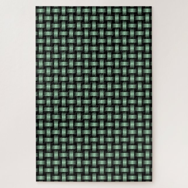 Puzzle Patrón de trapo negro verde (Vertical)