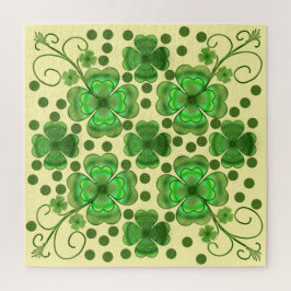 Puzzle Patrón de trébol y remolino verde metálico persona