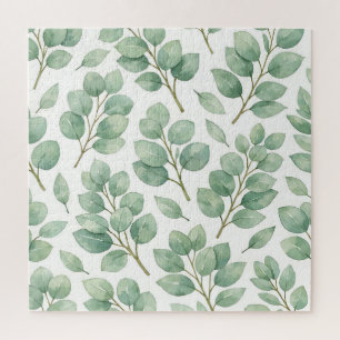 Puzzle Patrón de vegetación de eucalipto en acuarela