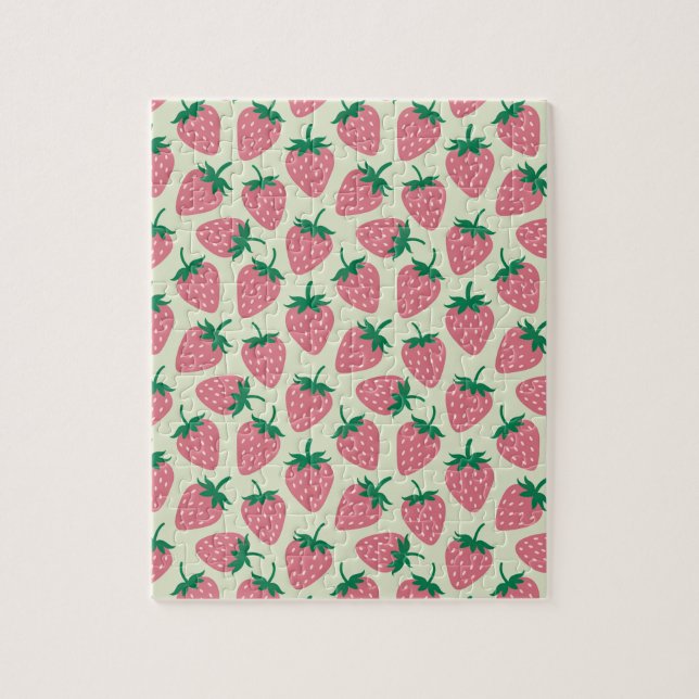 Puzzle Patrón de verano de fresa rosa (Vertical)