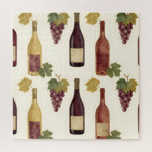Puzzle Patrón de vid en botella de vino vintage