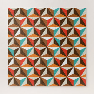 Puzzle Patrón de vintage de mosaicos de triángulo de colo