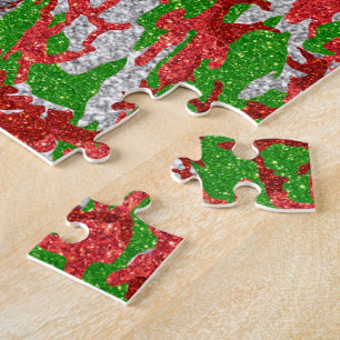Puzzle Patrón De Xmas Plateado De Haus Of Camo