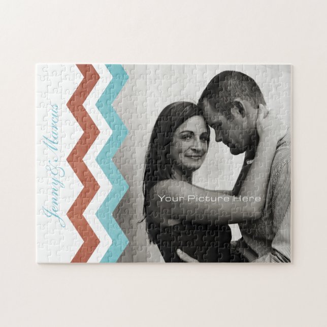 Puzzle Patrón de zag azul y verde (Horizontal)