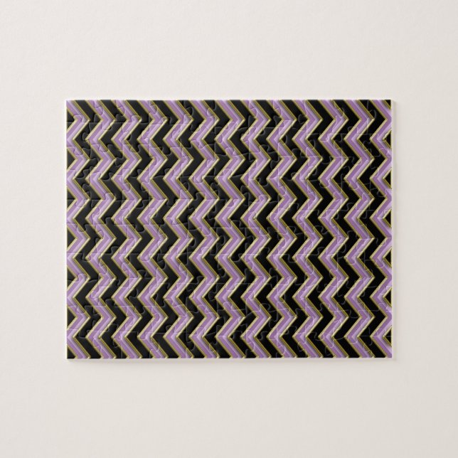 Puzzle Patrón de zigzag negro de oro antimetista (Horizontal)