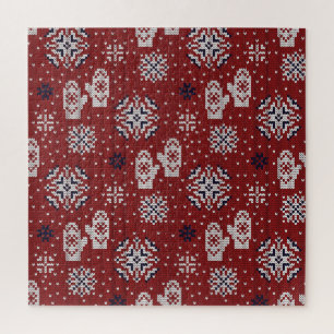Puzzle Patrón decorativo de Navidades de invierno de punt