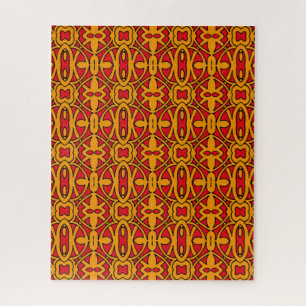 Puzzle Patrón dibujado a mano naranja y rojo