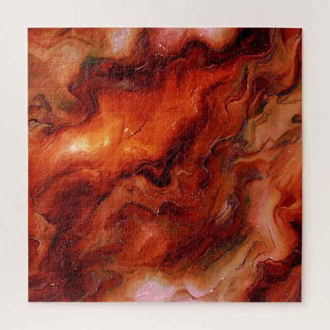 Puzzle Patrón dinámico de mármol fluido en rojo y Naranja (Vertical)