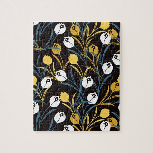 Puzzle Patrón elegante de flor tulipán (Vertical)