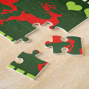 Puzzle Patrón festivo rojo y verde