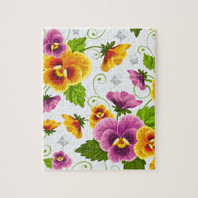 Puzzle Patrón floral amarillo y rosa (Vertical)
