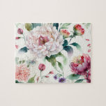 Puzzle Patrón floral asiático delicado de color de agua<br><div class="desc">Pintor de patrón floral asiático delicado y elegante de acuarela.</div>