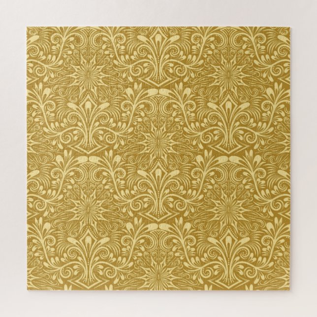 Puzzle Patrón floral barroco de Damasco dorado (Vertical)