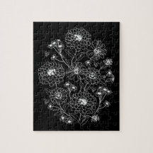 Patrón floral blanco y negro