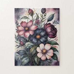 Puzzle Patrón Floral Botánico Acuarela Vintage Malhumorad