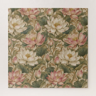 Puzzle Patrón floral botánico de loto de agua vintage