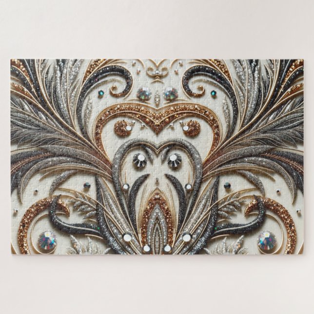 Puzzle Patrón floral brillante con piedra gemela (Horizontal)