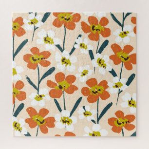 Puzzle Patrón floral colorido y vintage.