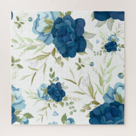 Puzzle Patrón floral continuo de acuarela azul