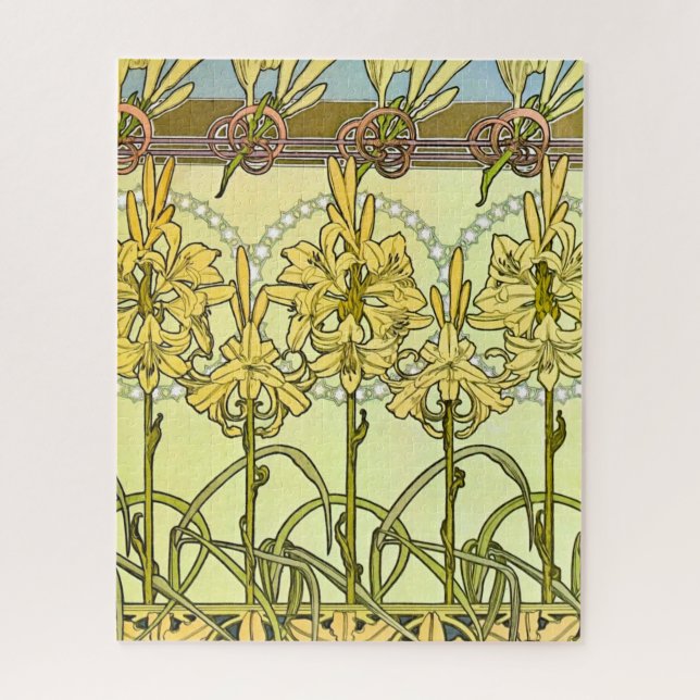 Puzzle Patrón floral de Alfonse Mucha Art Nouveau Lily (Vertical)