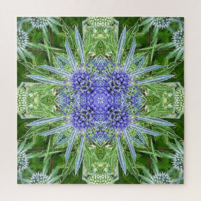 Puzzle patrón floral de Cardo de Cristal (Vertical)