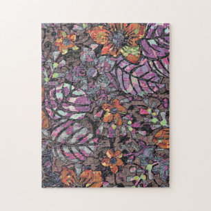 Puzzle Patrón floral de colores pastel arte digital román
