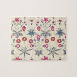 Puzzle Patrón floral de margarita de William Morris rojo