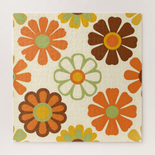 Puzzle Patrón floral de margaritas retro