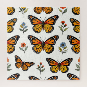 Puzzle Patrón Floral de Mariposa Monarca