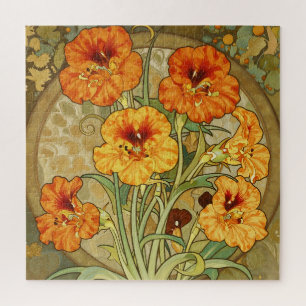 Puzzle Patrón floral de nasturcio Art Nouveau